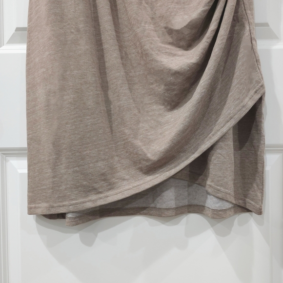 LEITH Ruched Body-Con Sleeveless Greige Dress, Tulip Hem, Heather Knit, XXL - Picture 4 of 13